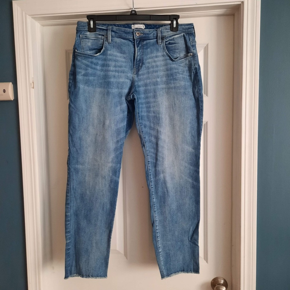 Carve Designs Jeans Womens 12 Mid Rise Carson Relaxed Organic Cotton Raw Hem
